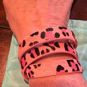 Rustic Cuff Pink and Black Leopard Bracelet